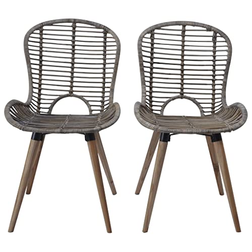 Eleganz Esszimmerstühle 2er Set Braun - Natürliches Rattan Design für Küche & Wohnzimmer | Langlebig & Bequem | Stilvolle Sitzmöbel für Ihr Zuhause von Eleganz
