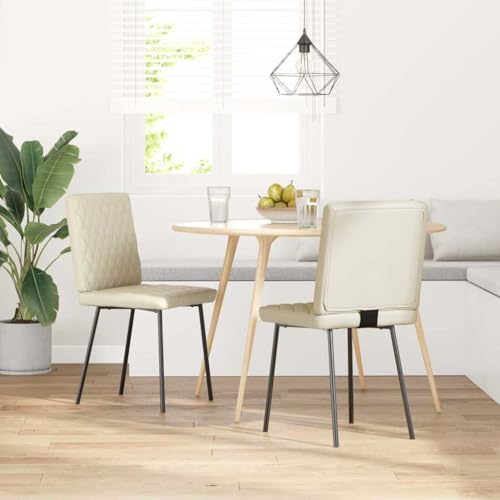 Eleganz Esszimmerstühle 2er Set Creme Kunstleder - Moderne Küchenstühle & Wohnzimmerstühle, Bequem & Wischfest für Gastgeber und Familien von Eleganz