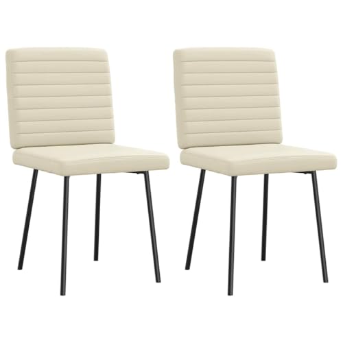 Eleganz Esszimmerstühle 2er Set Creme Kunstleder - Moderne Küchenstühle & Wohnzimmerstühle, Lederoptik, einfach zu reinigen, stabil und bequem für Gastgeber von Eleganz