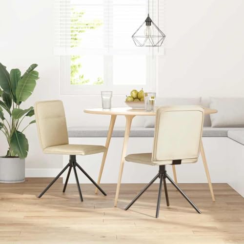 Eleganz Esszimmerstühle 2er Set Creme Stoff - Moderne Küchenstühle für Wohnzimmer & Essbereich, Bequeme & Stabile Stoffstühle in Hell von Eleganz