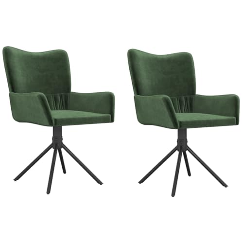 Eleganz Esszimmerstühle 2er Set Drehbar - Moderne Drehstühle mit Samtbezug in Dunkelgrün, Bequem & Platzsparend für Wohnzimmer oder Küche von Eleganz