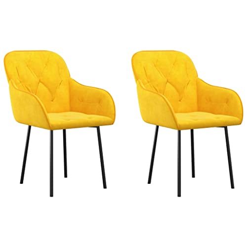 Eleganz Esszimmerstühle 2er Set - Gelbe Samt Stühle für Wohnzimmer & Küche - Bequeme & Stilvolle Dining Chairs - Modernes Design für Ihr Zuhause von Eleganz