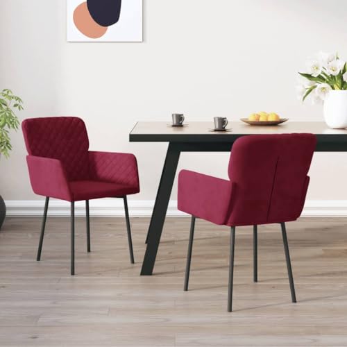 Eleganz Esszimmerstühle 2er Set Weinrot Samt - Moderne Küchenstühle mit weichem Veloursbezug, bequem & langlebig für Wohnzimmer, Esszimmer oder Küche von Eleganz