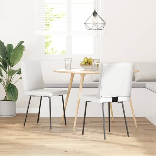 Eleganz Esszimmerstühle 2er Set Weiß Kunstleder - Moderne Dining Stühle für Küche & Esszimmer - Bequem & Langlebig - Platzsparend & Leicht zu Reinigen von Eleganz