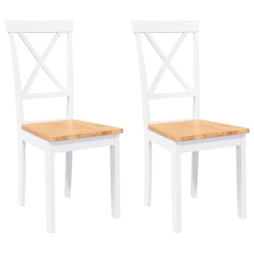 Eleganz Esszimmerstühle 2er Set Weiß – Massivholz Gummibaum für Küche & Wohnzimmer, Langlebig & Stilvoll – Perfekte Ergänzung für Ihre Möbelwelt von Eleganz