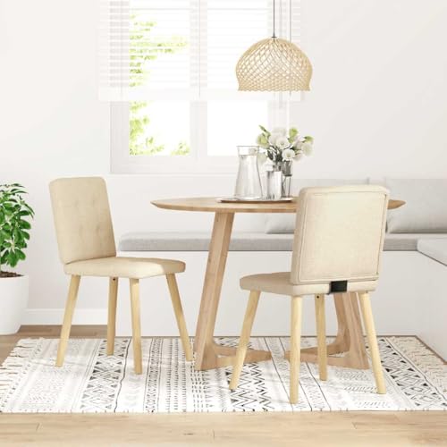 Eleganz Esszimmerstühle 2er Set aus cremefarbenem Stoff - Bequeme und stabile Stühle für Wohnzimmer, Küche oder Essbereich - Modernes Design für EIN gemütliches Ambiente von Eleganz