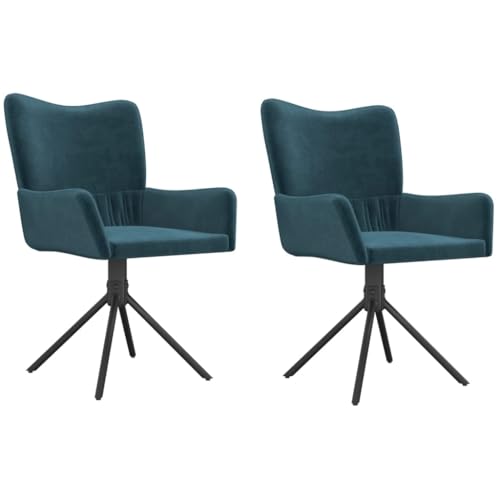 Eleganz Esszimmerstühle 2er Set drehbar - Blaue Samtstühle für Wohnzimmer & Küche, modern & bequem - Drehbare Stühle mit hoher Stabilität von Eleganz