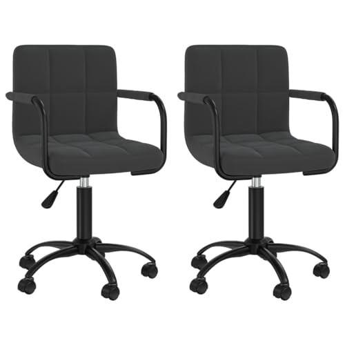 Eleganz Esszimmerstühle 2er Set drehbar - Moderne Drehstühle mit Samtbezug in Schwarz für Küche & Wohnzimmer, platzsparend & komfortabel von Eleganz