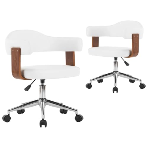 Eleganz Esszimmerstühle 2er Set drehbar - Weiße Bugholz Kunstleder Sitzmöbel für Wohnzimmer & Küche, modern & langlebig - Bequeme Drehstühle für Essbereich von Eleganz