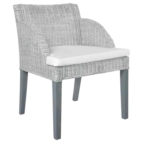 Eleganz Esszimmerstühle 2er Set mit Kissen - Graue Rattan-Stühle für Küche & Garten - Bequem & Langlebig - Modernes Design für Wohnzimmer & Terrasse von Eleganz