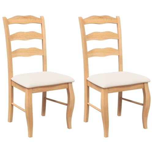 Eleganz Esszimmerstühle 2er Set mit Kissen - Massivholz Gummibaum Natur - Bequeme & Stabile Stühle für Wohnzimmer, Küche oder Essbereich - Modern & Langlebig von Eleganz