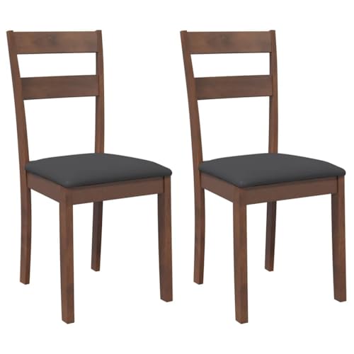 Eleganz Esszimmerstühle 2er Set mit Kissen - Massivholz aus Gummibaum - Bequeme & Stabile Küchenstühle für Wohnzimmer, Essbereich oder Küche - Braun von Eleganz