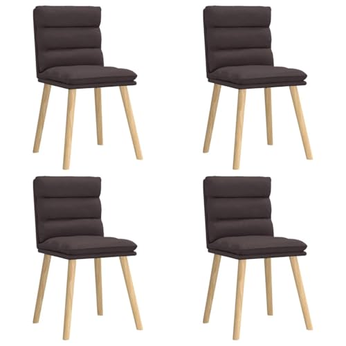 Eleganz Esszimmerstühle 4er Set Dunkelbraun Stoff – Bequeme & Stabile Stühle für Küche, Wohnzimmer oder Essbereich – Langlebig & Leicht zu Reinigen von Eleganz