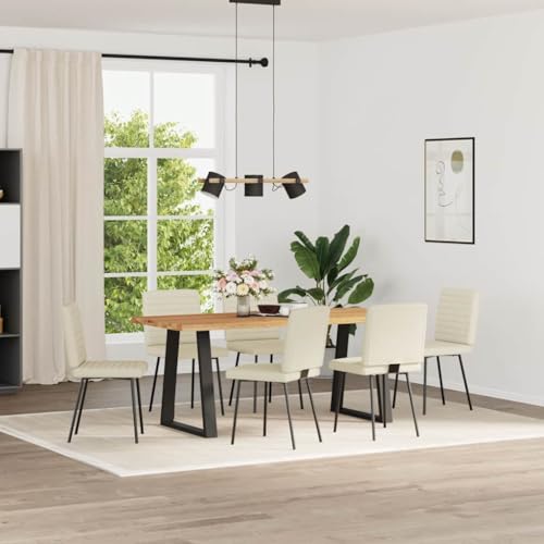Eleganz Esszimmerstühle 6er Set Creme Kunstleder | Moderne Ottomane für Wohnzimmer & Essbereich | Bequem & Langlebig | Stilvolle Lösung für Gastgeber von Eleganz