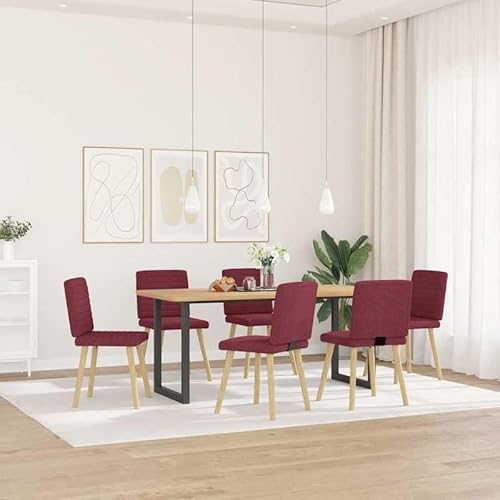 Eleganz Esszimmerstühle 6er Set Weinrot Stoff - Bequeme & Stabile Stühle für Küche & Esszimmer, Modernes Design für Familien & Gastgeber von Eleganz