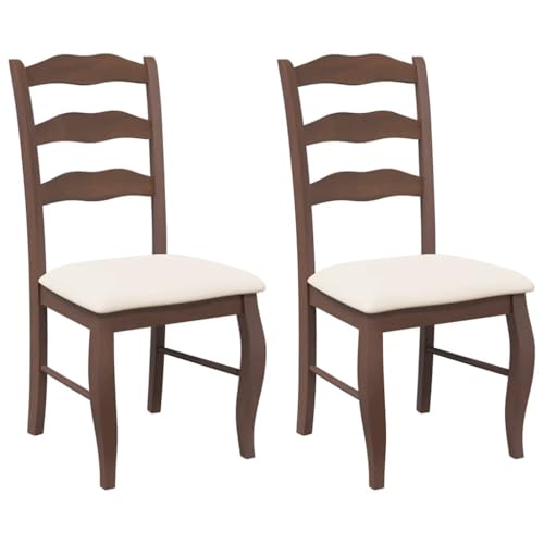 Eleganz Esszimmerstühle mit Kissen 2er Set Braun - Massivholz Gummibaum - Bequeme & Stabile Küchenstühle für Wohnzimmer und Essbereich von Eleganz