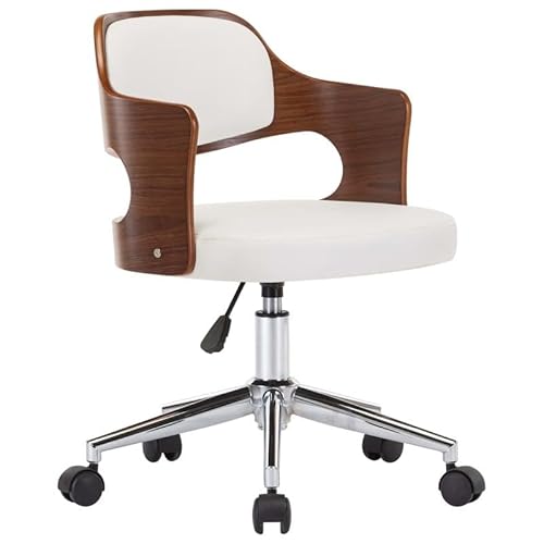 Eleganz Esszimmerstuhl drehbar – Weißer Bürostuhl mit Bugholz und Kunstleder für Küche, Wohnzimmer oder Homeoffice – Modern & langlebig von Eleganz