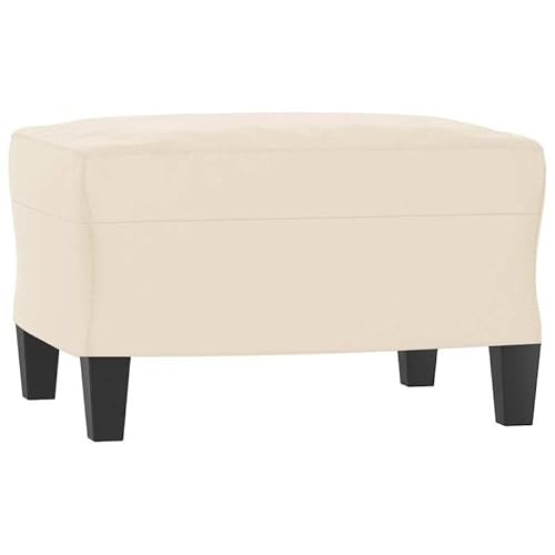 Eleganz Fußhocker Beige 60x50x41 cm - Weicher Hocker aus Mikrofasergewebe (100% Polyester) mit Sperrholz - Bequemer Sitzhocker für Wohnzimmer, Schlafzimmer oder Büro von Eleganz