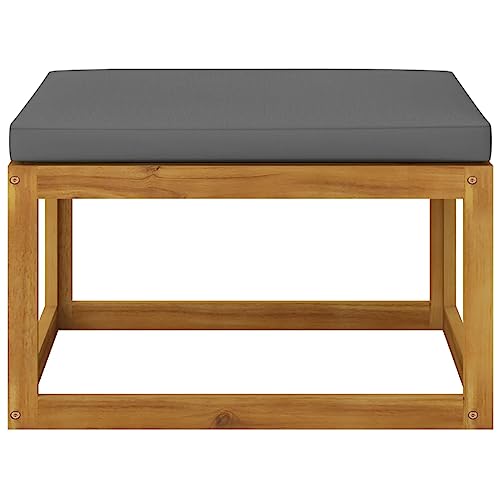 Eleganz Fußhocker aus Massivholz Akazie mit Dunkelgrauem Polster - Gartenhocker für Terrasse & Balkon - Ökologisch & Langlebig von Eleganz