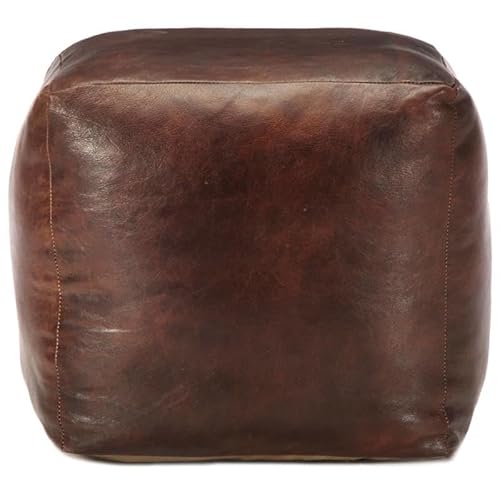 Eleganz Futon Pouf Dunkelbraun 40x40x40 cm aus echtem Ziegenleder – Bequemer Hocker für Wohnzimmer, Schlafzimmer oder Balkon – Langlebig & Stilvoll von Eleganz