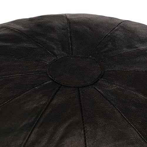 Eleganz Futon Pouf Schwarz 40 x 35 cm aus echtem Ziegenleder – Bequeme Fußbank für Wohnzimmer & Schlafzimmer, langlebig & pflegeleicht von Eleganz