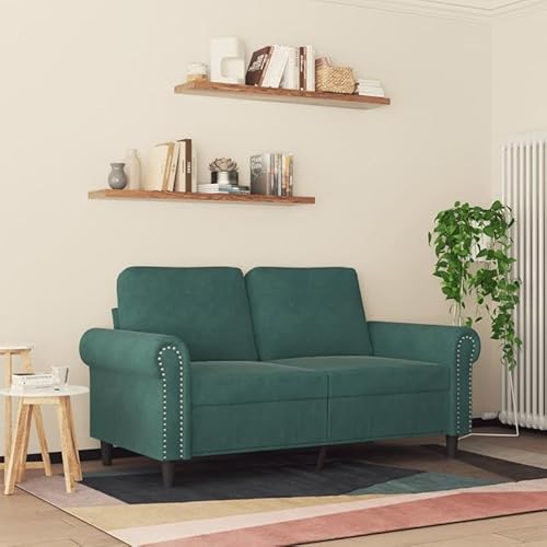 Eleganz Futon Sofa 120 cm Dunkelgrün Samt - 2-Sitzer für Wohnzimmer oder Schlafzimmer, platzsparend & bequem - Ideal für kleine Räume und Gastgeber von Eleganz