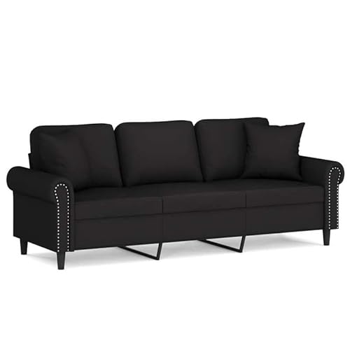 Eleganz Futon Sofa 180 cm Schwarz Samt - 3-Sitzer mit Zierkissen, Komfortables Wohnzimmer Sofa für kleine Räume, modernes Design & langlebig Eleganz Futon Sofa 180 cm Schwarz Samt - 3-Sitzer mit Zierkissen, Komfortables Wohnzimmer Sofa für kleine Räume, modernes Design & langlebig von Eleganz