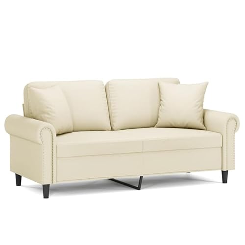 Eleganz Futon Sofa 2-Sitzer 140 cm in Creme Kunstleder mit Zierkissen – Platzsparende Lösung für kleine Wohnungen und Wohnzimmer Eleganz Futon Sofa 2-Sitzer 140 cm in Creme Kunstleder mit Zierkissen – Platzsparende Lösung für kleine Wohnungen und Wohnzimmer von Eleganz
