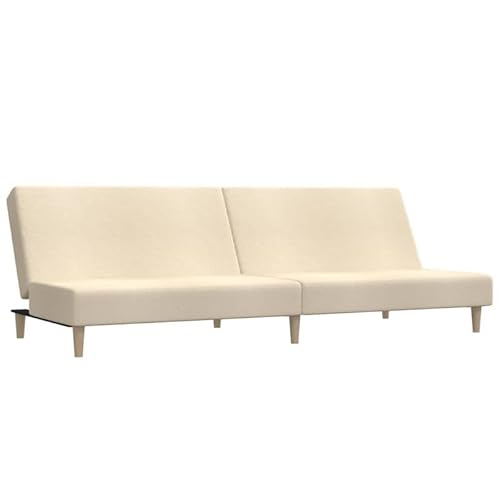 Eleganz Futon Sofa 2-Sitzer Creme Stoff | Schlafsofa für Wohnzimmer oder Gastraum | Bequem & Langlebig | Platzsparend für kleine Räume von Eleganz