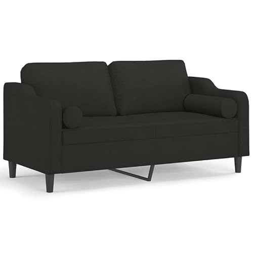 Eleganz Futon Sofa 2-Sitzer Schwarz 140 cm Stoff mit Zierkissen – Platzsparendes Wohnzimmer-Sofa für kleine Räume & Moderne Einrichtung von Eleganz