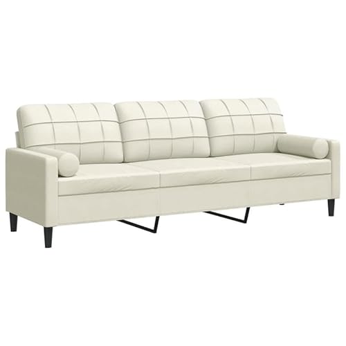 Eleganz Futon Sofa 3-Sitzer 210 cm Samt Creme mit Zierkissen – Bequeme Wohnzimmer-Lösung für kleine Räume | Langlebig & Stilvoll von Eleganz