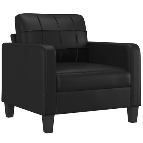 Eleganz Futon Sofa 3-TLG. Garnitur Schwarz Kunstleder mit Kissen - Modernes Wohnzimmer Set für kleine Räume, langlebig und pflegeleicht von Eleganz