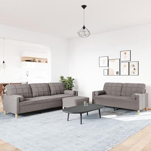 Eleganz Futon Sofa Set 3-TLG. mit Fußhocker & Dekokissen - Moderne Sofagarnitur in Taupe Stoff für Wohnzimmer, Schlafzimmer oder kleine Räume - Bequem & Langlebig Eleganz Futon Sofa Set 3-TLG. mit Fußhocker & Dekokissen - Moderne Sofagarnitur in Taupe Stoff für Wohnzimmer, Schlafzimmer oder kleine Räume - Bequem & Langlebig von Eleganz