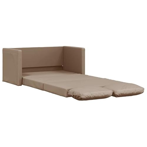 Eleganz Futon Sofa mit Schlaffunktion - Bodensofa in Cappuccino-Braun aus strapazierfähigem Kunstleder (PVC-frei) - Ideal für kleine Wohnungen & Gästezimmer von Eleganz