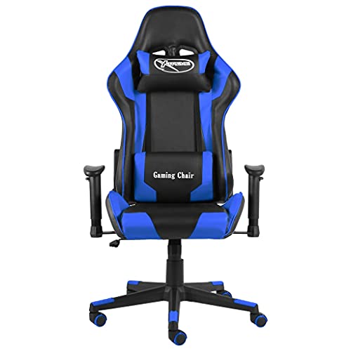 Eleganz Gaming-Stuhl Drehbar Blau PVC – Ergonomischer Drehstuhl für Gamer & Homeoffice, Höhenverstellbar mit Armlehnen, Bequem & Langlebig für langes Sitzen von Eleganz