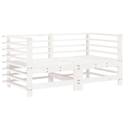 Eleganz Garten-Ecksofas aus massivem Kiefernholz – Weiß, langlebig & wetterfest – Perfekt für kleine Gärten & Terrassen – Modernes Design für gemütliche Stunden im Freien von Eleganz