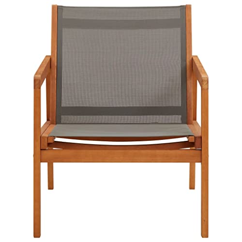 Eleganz Garten-Loungestuhl Grau aus Massivholz Eukalyptus mit Textilene – Langlebig & Wetterfest – Perfekt für Terrasse & Garten von Eleganz