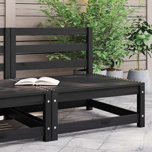 Eleganz Garten-Mittelsofa Schwarz aus massivem Kiefernholz - Langlebiges Gartensitzmöbel für Terrassen und Gärten - Natürliches Design für gemütliche Abende im Freien von Eleganz