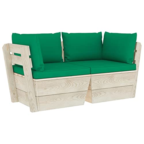 Eleganz Garten-Palettensofa 2-Sitzer | Imprägniertes Fichtenholz & 100% Polyester | Langlebig & Wetterfest | Perfekt für kleine Gärten von Eleganz