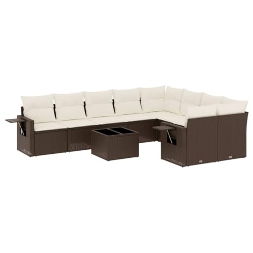 Eleganz Garten-Sofagarnitur 10-TLG. aus PE-Rattan & pulverbeschichtetem Stahl, Outdoor Polyrattan Sitzgruppe mit Kissen für Terrasse & Garten Eleganz Garten-Sofagarnitur 10-TLG. aus PE-Rattan & pulverbeschichtetem Stahl, Outdoor Polyrattan Sitzgruppe mit Kissen für Terrasse & Garten von Eleganz