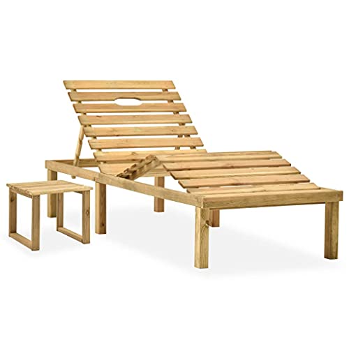 Eleganz Garten-Sonnenliege mit Tisch und Auflage - Kiefernholz imprägniert - Perfekt für Garten & Terrasse - Robust & Langlebig von Eleganz