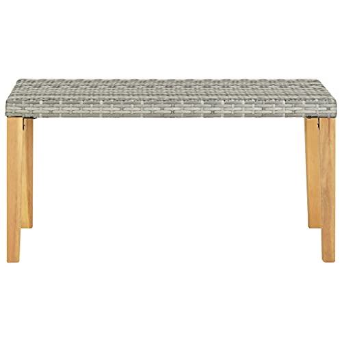 Eleganz Gartenbank 120 cm Grau - PE Rattan & Massivholz Akazie - Langlebiges Gartensitzmöbel für Terrasse & Garten - Modernes Design & Wetterfest von Eleganz