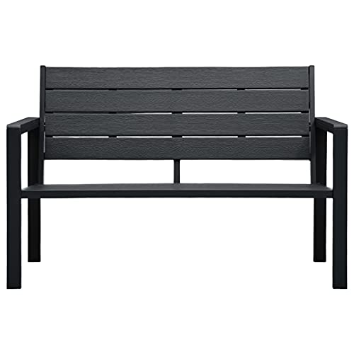 Eleganz Gartenbank 120 cm HDPE Schwarz Holz-Optik - Langlebiges Gartensitzmöbel aus HDPE und Stahl für Terrasse und Garten von Eleganz