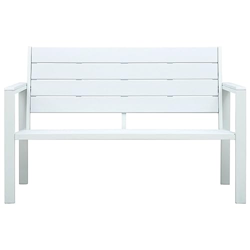 Eleganz Gartenbank 120 cm aus HDPE in Weiß mit Holz-Optik – Langlebiges Gartensitzmöbel aus robustem HDPE und Stahl für Terrasse und Garten von Eleganz