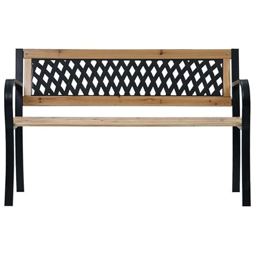 Eleganz Gartenbank 120 cm aus Holz mit Kunststoff-Rückenlehne & Stahlgestell – Langlebige Gartenmöbel für Terrasse & Balkon – Robust & Wetterfest von Eleganz