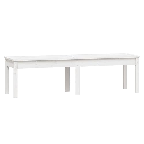 Eleganz Gartenbank 2-Sitzer aus massivem Kiefernholz, weiß, 159,5x44x45 cm - langlebiges Gartensitzmöbel für Terrasse und Garten von Eleganz