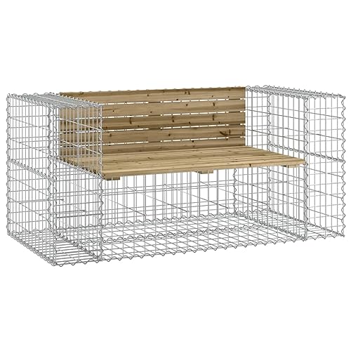 Eleganz Gartenbank aus Gabionen 143x71x65,5 cm - Kesseldruck imprägniertes Kiefernholz - Langlebig & Wetterfest - Perfekt für Garten & Terrasse von Eleganz