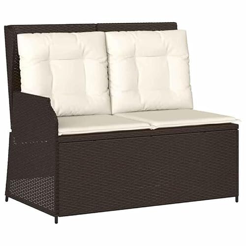 Eleganz Gartenbank aus PE-Rattan & Stahl - Verstellbar mit Kissen - Braunes Gartensitzmöbel für Terrasse & Garten - Langlebig & Wetterfest Eleganz Gartenbank aus PE-Rattan & Stahl - Verstellbar mit Kissen - Braunes Gartensitzmöbel für Terrasse & Garten - Langlebig & Wetterfest von Eleganz