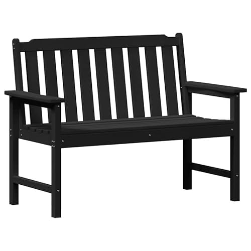 Eleganz Gartenbank aus Plastik mit Kissen - Schwarz 120 x 59 x 88cm - Wetterfest & pflegeleicht - Ideal für Garten, Terrasse oder Balkon von Eleganz