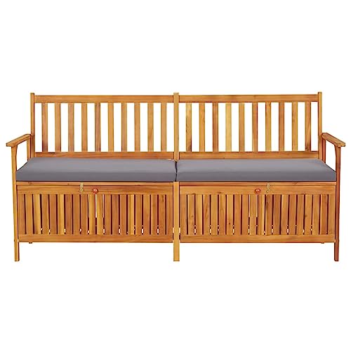 Eleganz Gartenbank mit Kissen 170 cm aus massivem Akazienholz, wetterfest & pflegeleicht, ideal für Terrasse & Garten, 100% Polyester Bezug von Eleganz